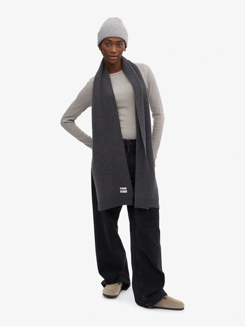 Colorful Standard Merino Wool Scarf, Lava Grey